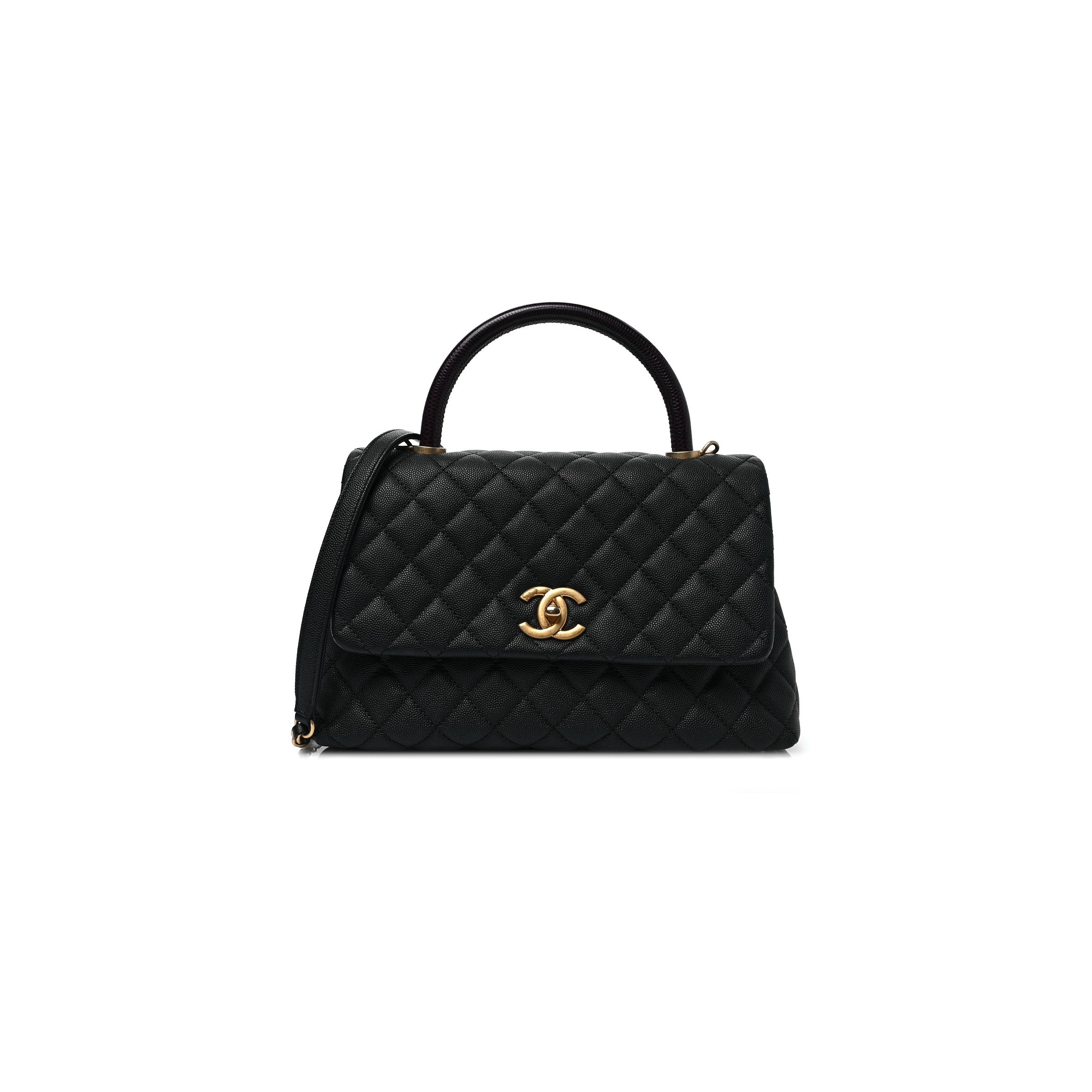 CHANEL CAVIAR LIZARD EMBOSSED QUILTED SMALL COCO HANDLE FLAP 1150942 (29*18*12cm)